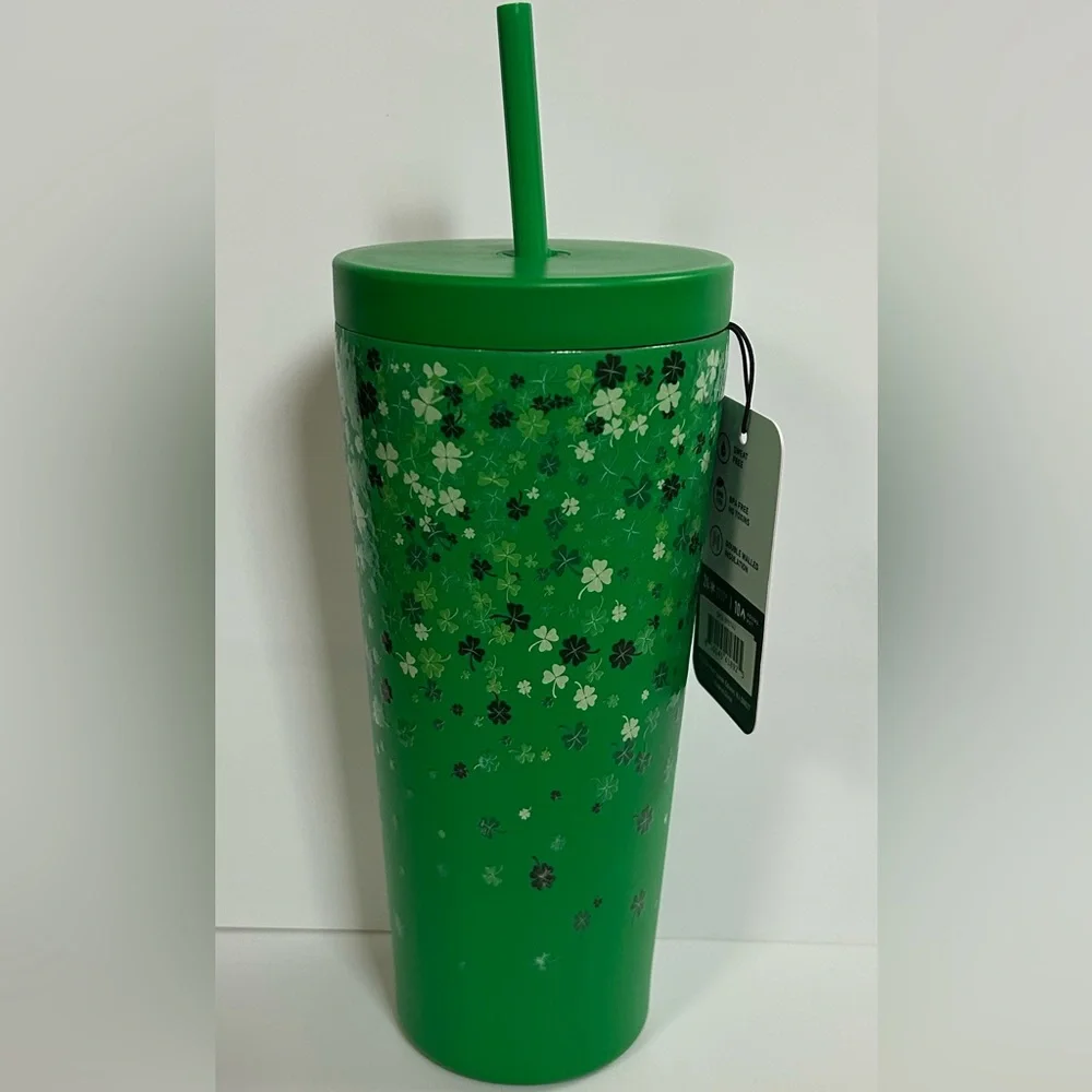 NEW! Hydrapeak Stainless Steel Lucky Shamrock Insulated Tumbler-Green (NWT)